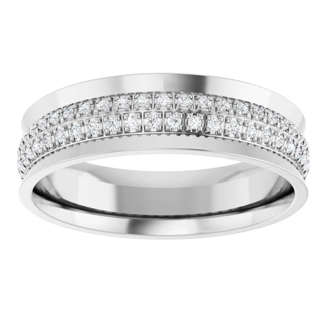 6mm Concave Men's Diamond Band – 14K Gold