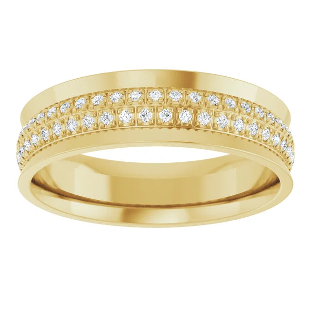 6mm Concave Men's Diamond Band – 14K Gold