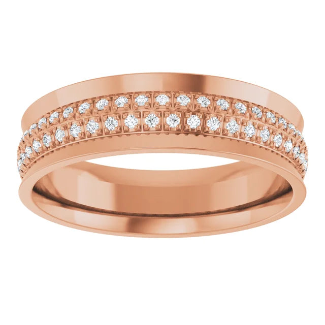 6mm Concave Men's Diamond Band – 14K Gold