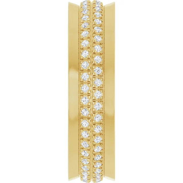 6mm Concave Men's Diamond Band – 14K Gold