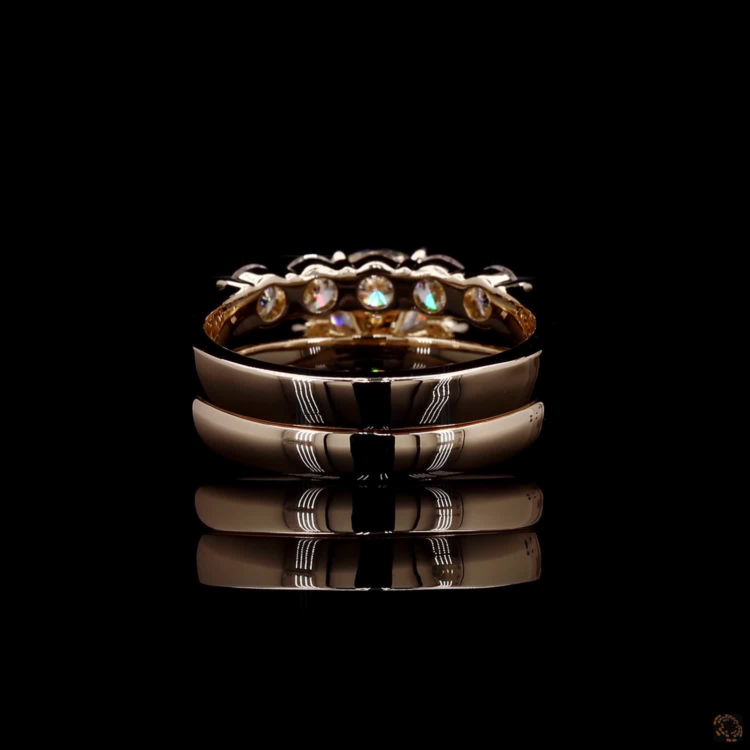 3ct Round Hidden Halo Engagement Ring Set