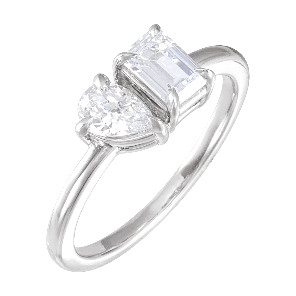 14K White Gold 1 CTW Lab-Grown Diamond Two-Stone Ring