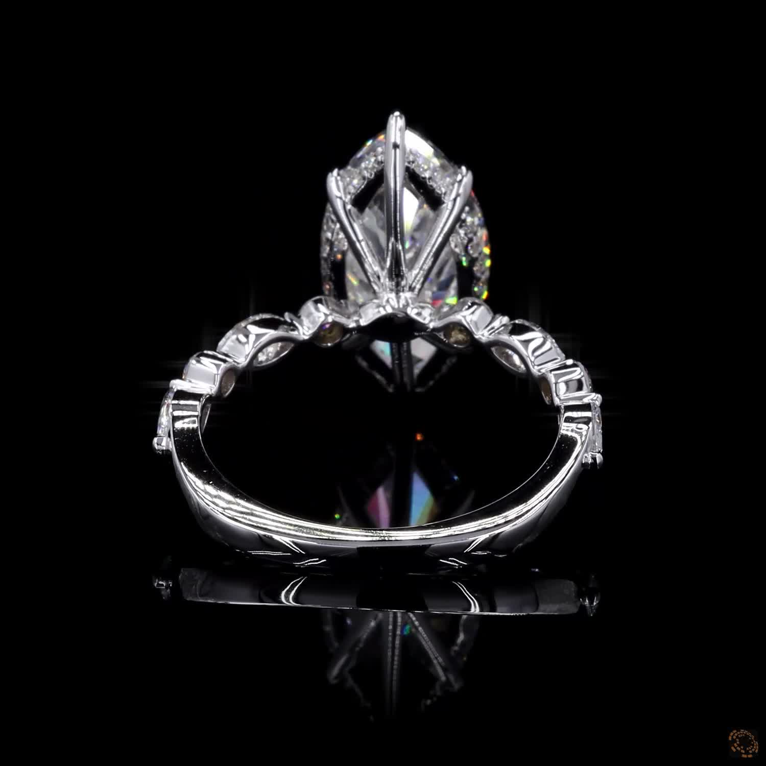 3ct Marquise Hidden Halo Engagement Ring