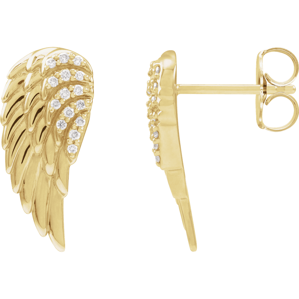 14K Yellow Gold .07 CTW Natural Diamond Angel Wing Earrings