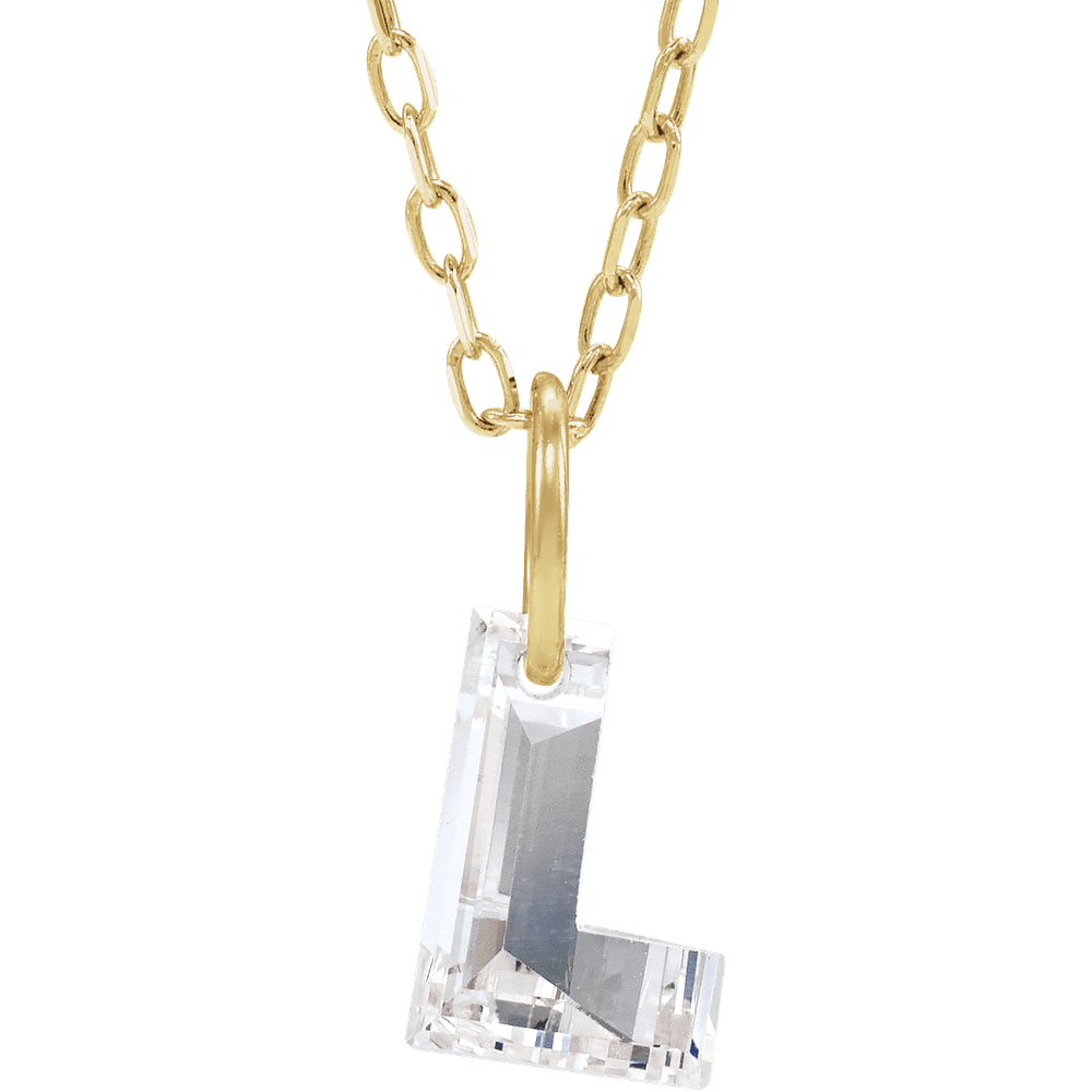 14K Solid Gold Lab Diamond Initial Necklace