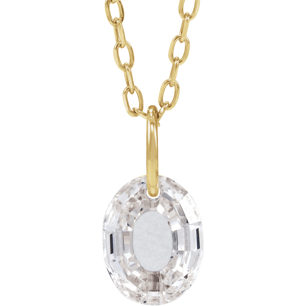14K Solid Gold Lab Diamond Initial Necklace