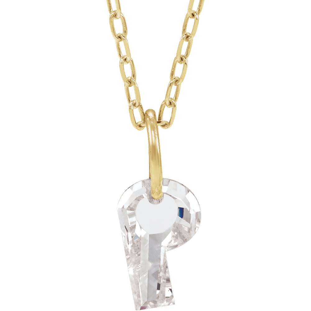 14K Solid Gold Lab Diamond Initial Necklace