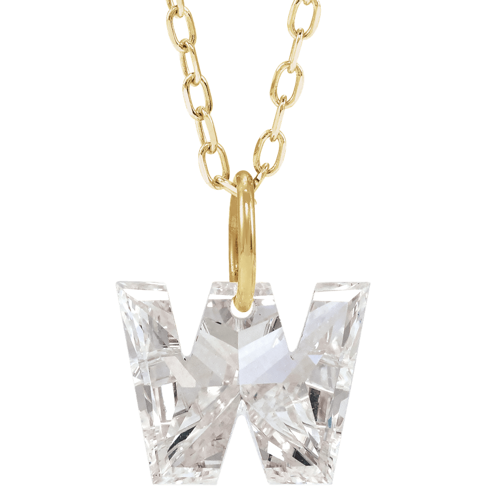 14K Solid Gold Lab Diamond Initial Necklace