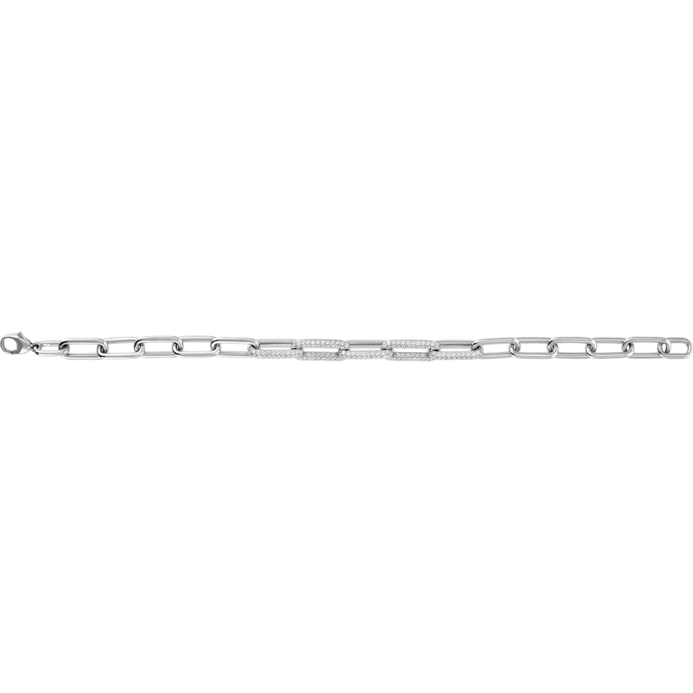 14K Yellow Gold 1 1/2 CTW Lab-Grown Diamond Paperclip-Style 7" Bracelet