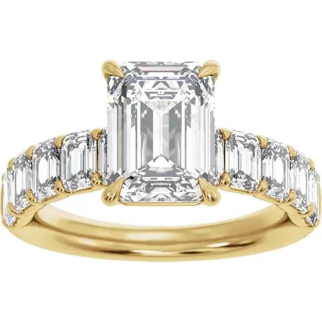 Emerald-Cut Lab Diamond Engagement Ring – 14K Gold