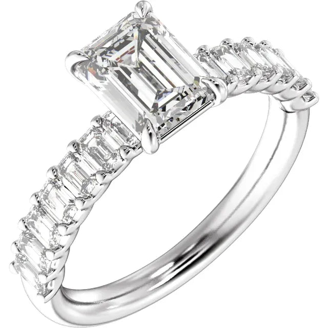 Emerald-Cut Lab Diamond Engagement Ring – 14K Gold