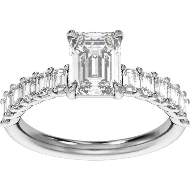 Emerald-Cut Lab Diamond Engagement Ring – 14K Gold