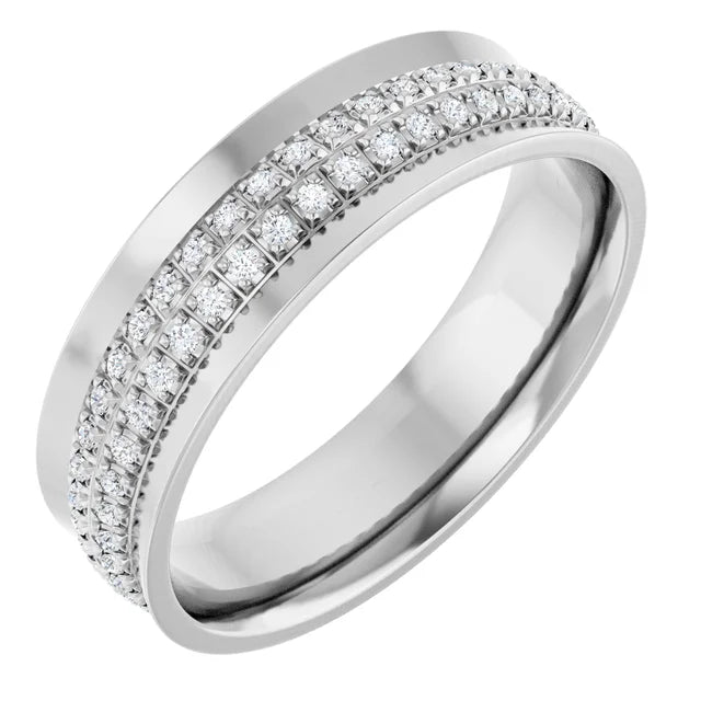 6mm Concave Men's Diamond Band – 14K Gold