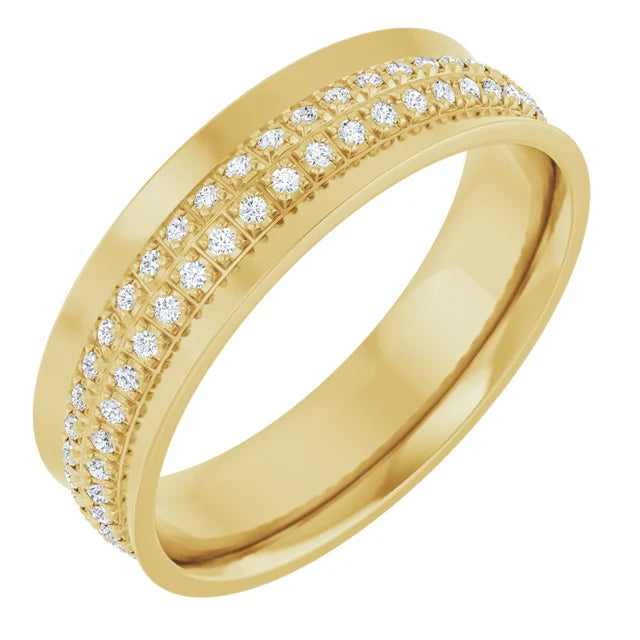 6mm Concave Men's Diamond Band – 14K Gold