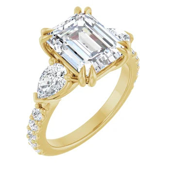 Emerald & Pear Three-Stone Engagement Ring