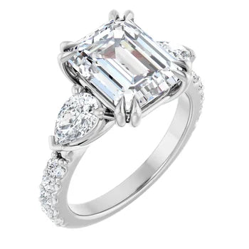 Emerald & Pear Three-Stone Engagement Ring