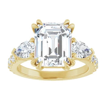Emerald & Pear Three-Stone Engagement Ring