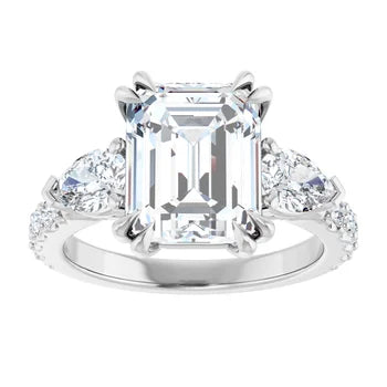Emerald & Pear Three-Stone Engagement Ring