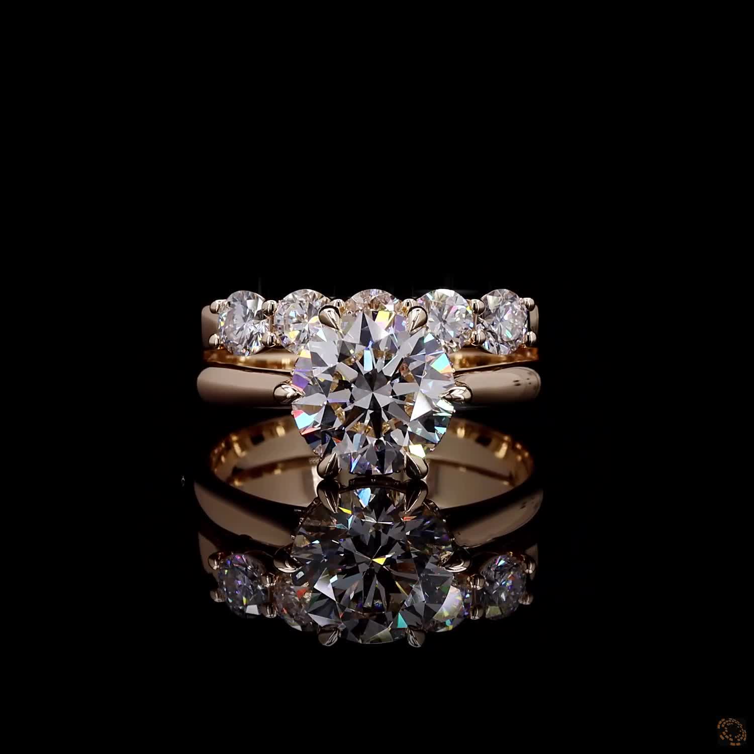 3ct Round Hidden Halo Engagement Ring Set