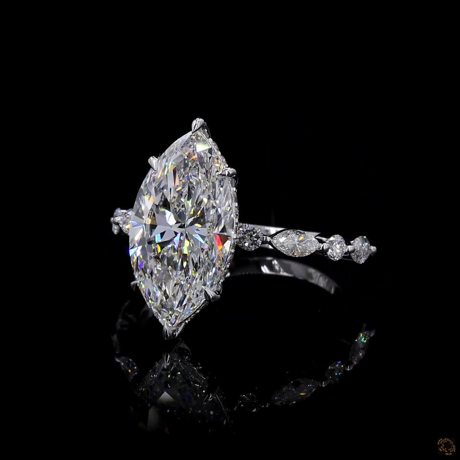 3ct Marquise Hidden Halo Engagement Ring