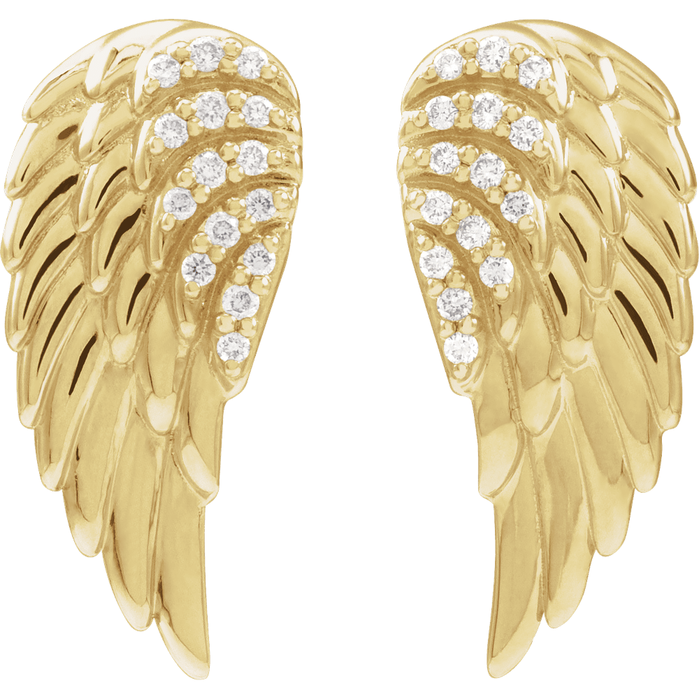 14K Yellow Gold .07 CTW Natural Diamond Angel Wing Earrings