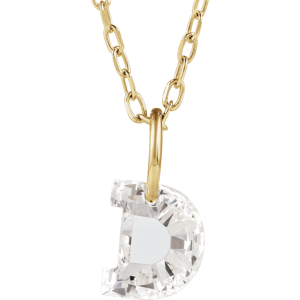 14K Solid Gold Lab Diamond Initial Necklace