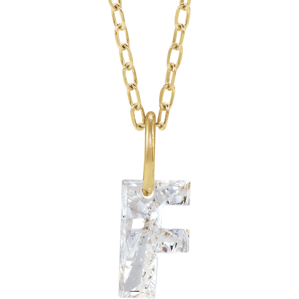 14K Solid Gold Lab Diamond Initial Necklace