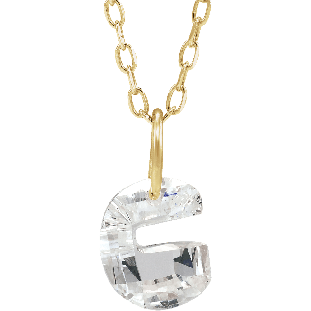 14K Solid Gold Lab Diamond Initial Necklace