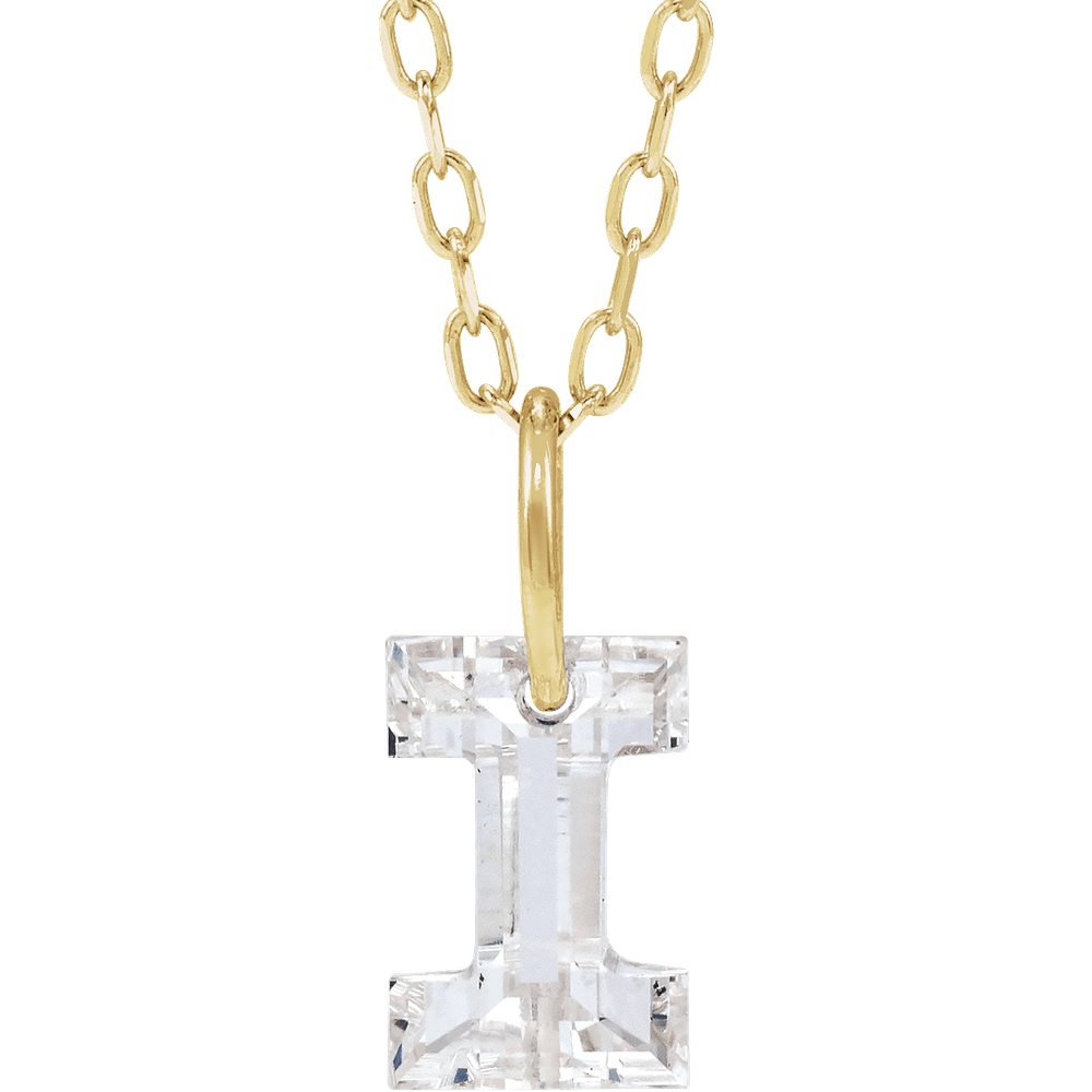 14K Solid Gold Lab Diamond Initial Necklace