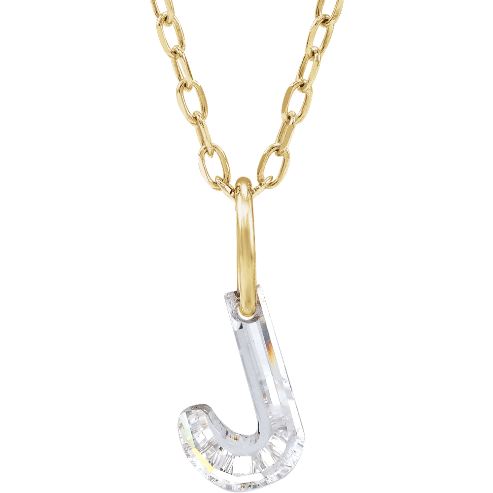 14K Solid Gold Lab Diamond Initial Necklace