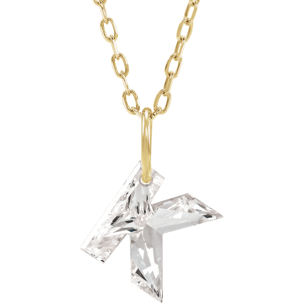 14K Solid Gold Lab Diamond Initial Necklace