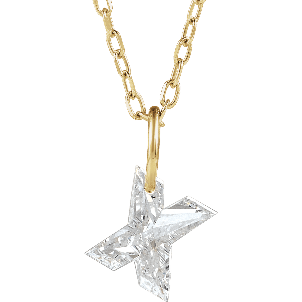 14K Solid Gold Lab Diamond Initial Necklace