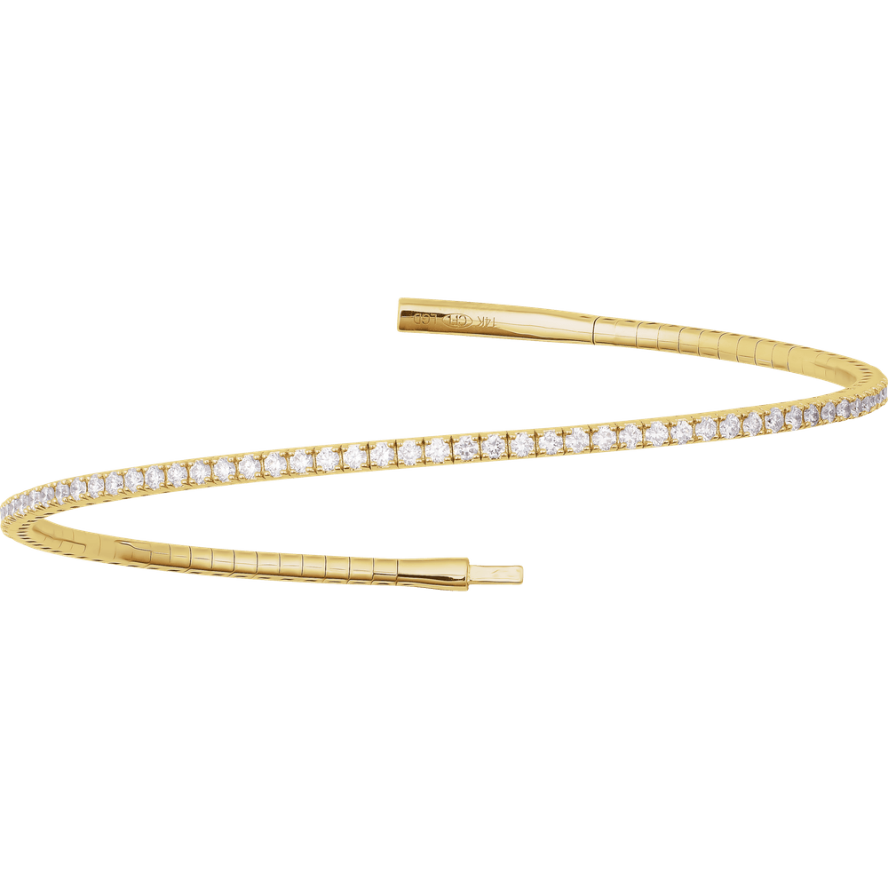 14K Gold 1 1/2 CTW Lab-Grown Diamond Flexible Bangle