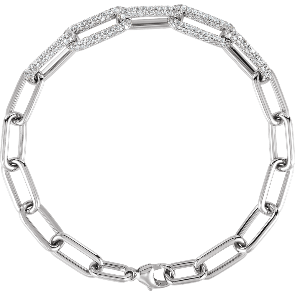 14K Yellow Gold 1 1/2 CTW Lab-Grown Diamond Paperclip-Style 7" Bracelet