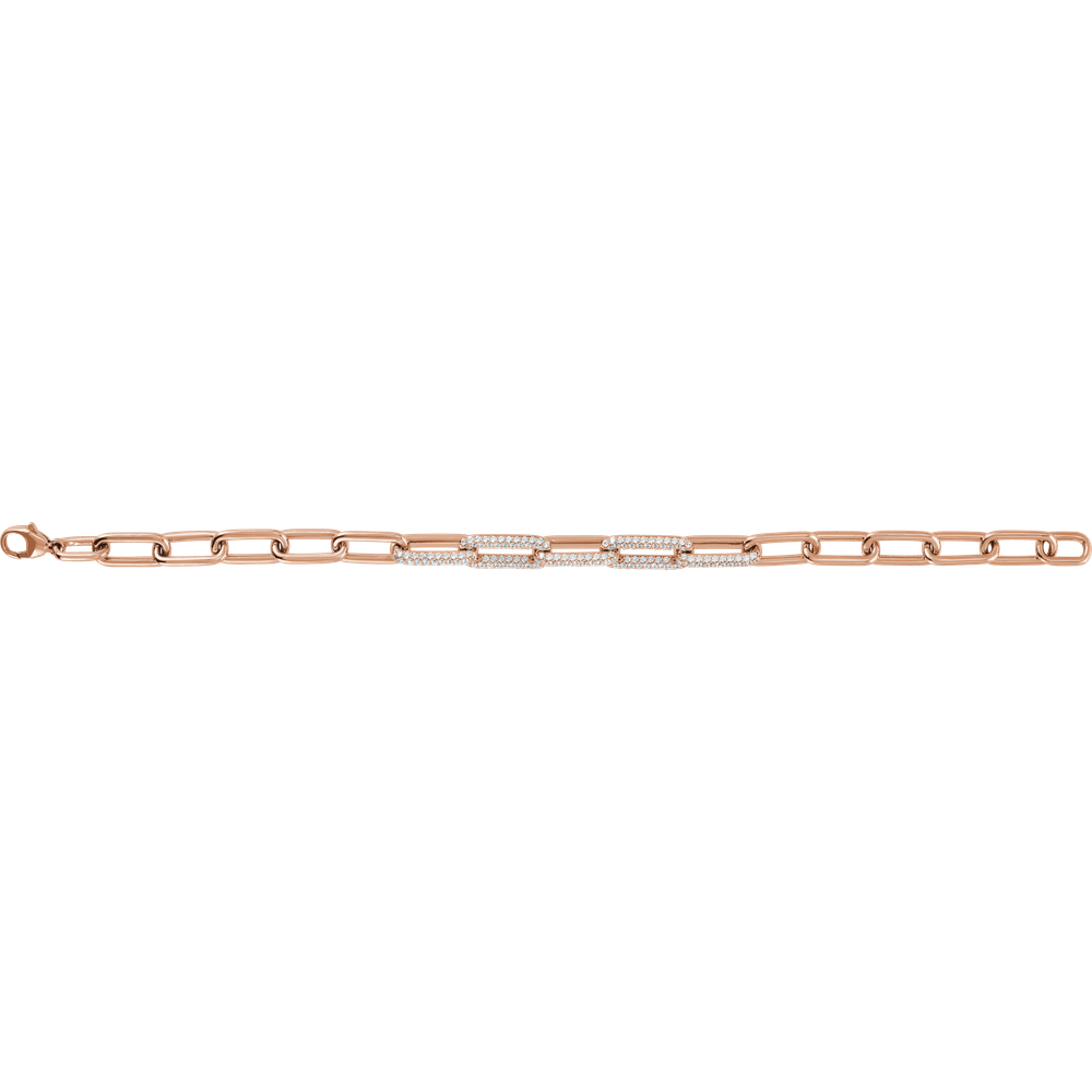 14K Yellow Gold 1 1/2 CTW Lab-Grown Diamond Paperclip-Style 7" Bracelet