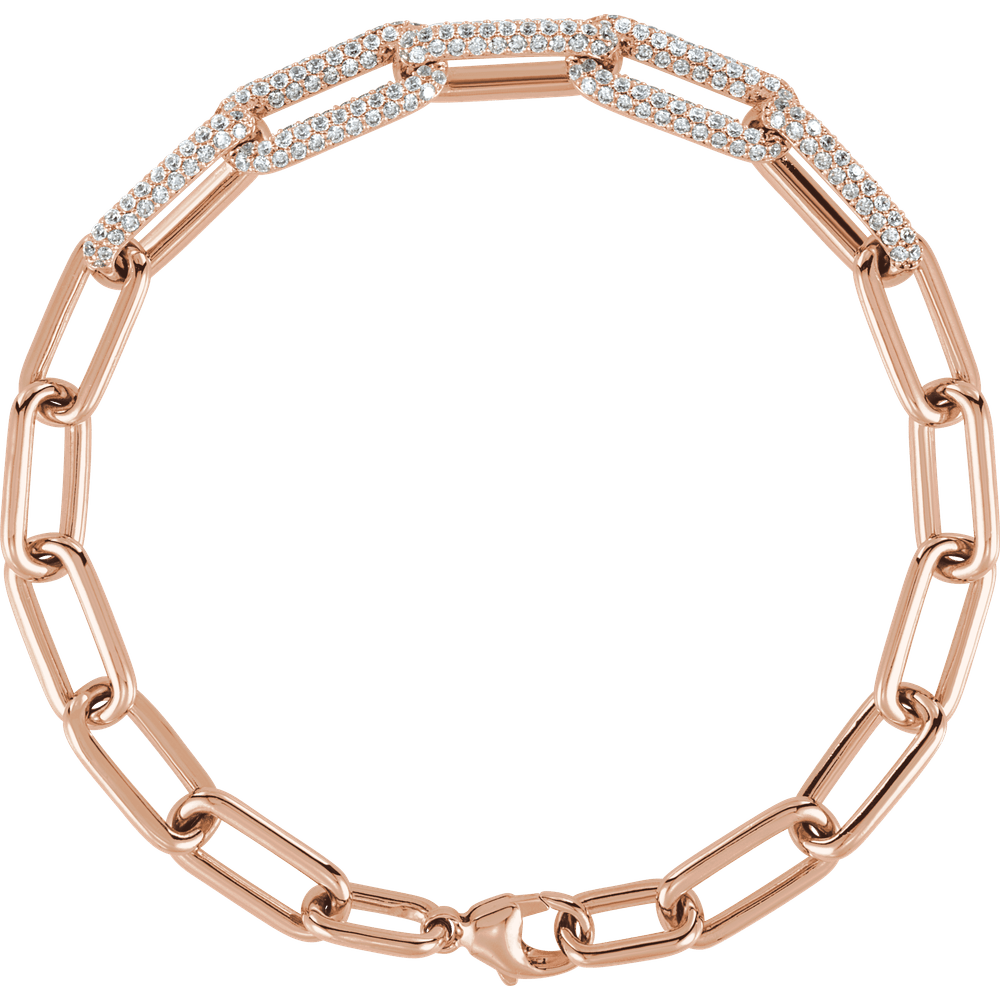 14K Yellow Gold 1 1/2 CTW Lab-Grown Diamond Paperclip-Style 7" Bracelet